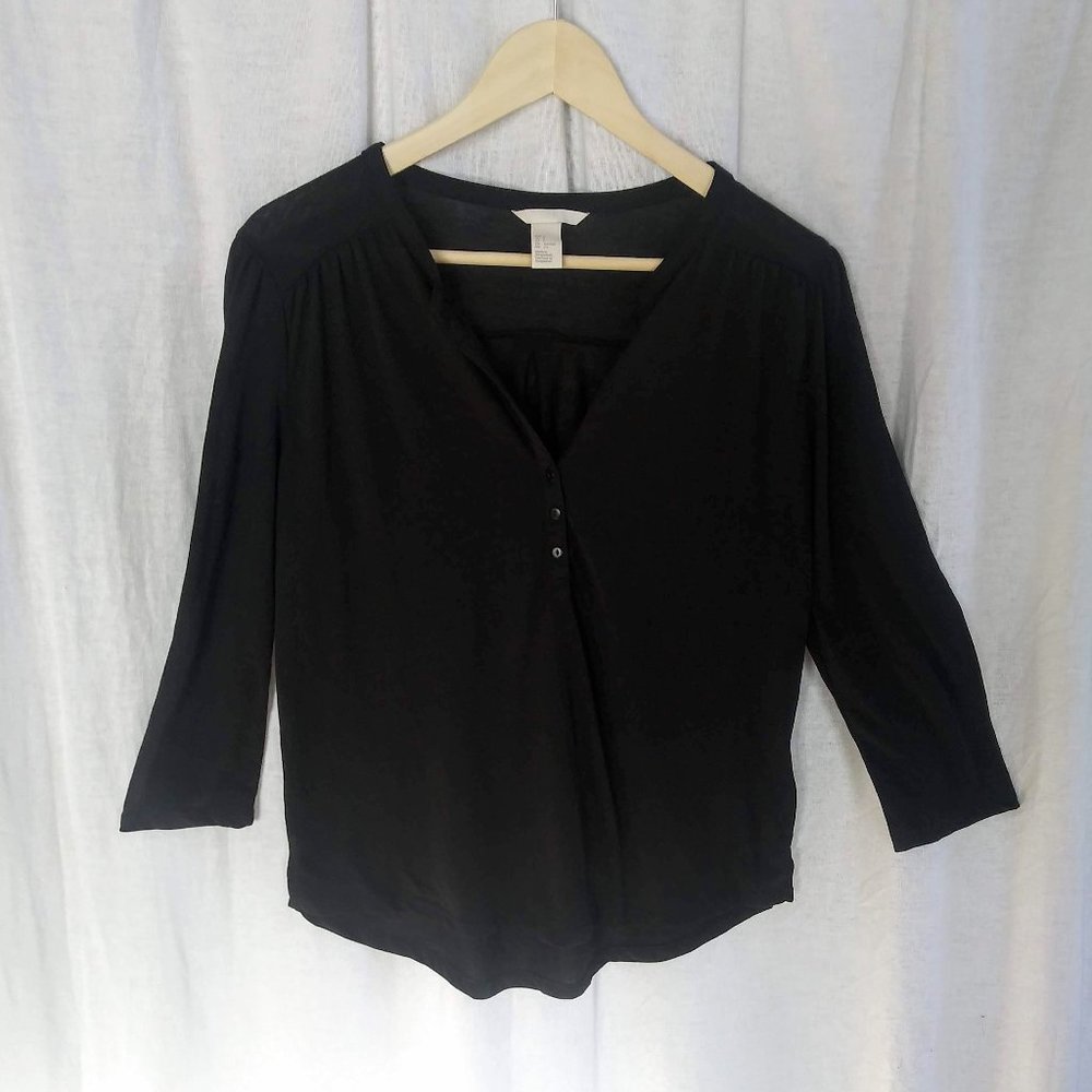 H&M Black 3/4 length black top S